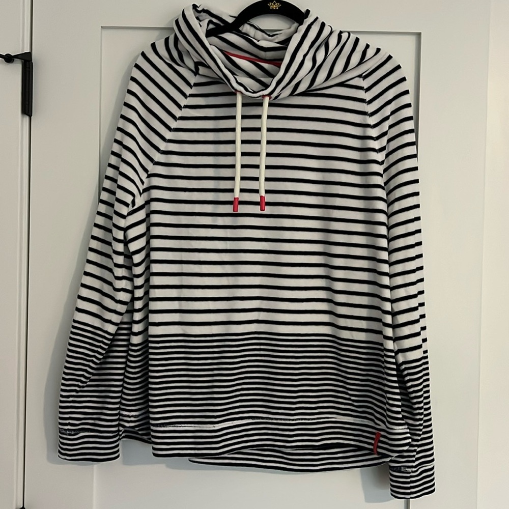 Joules terry fleece navy and white striped turtleneck size US16